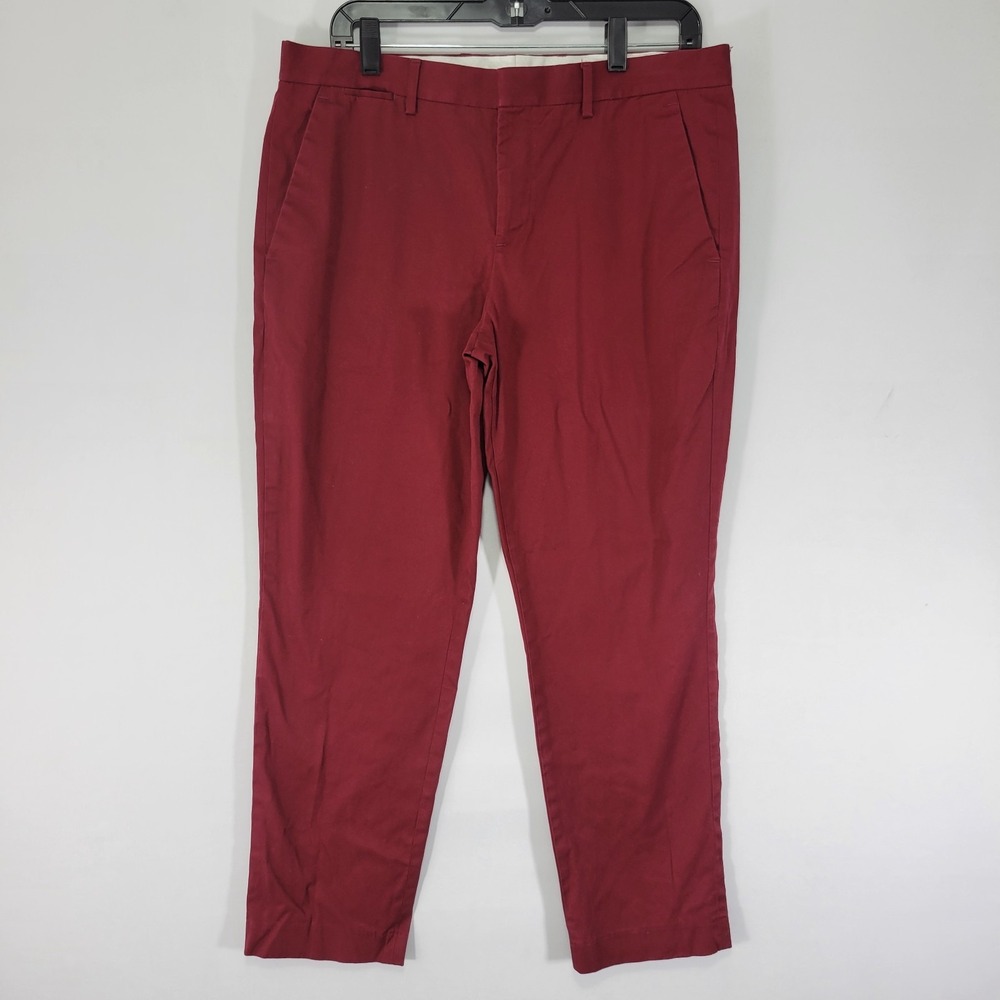 Express Men's Chino‎ Khaki Pants Trosuers Flat Front Photographer Wine Red 33x30